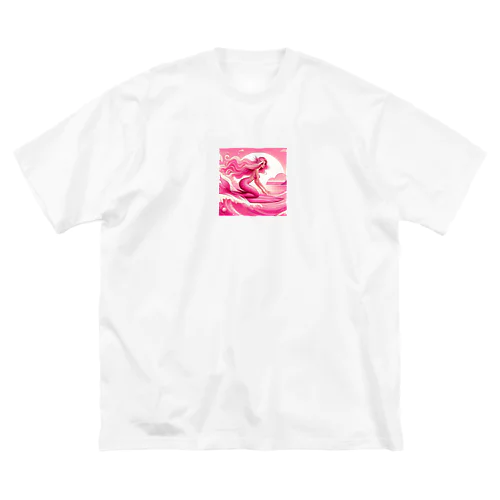 ピンク　マーメイド　サーフィン ビッグシルエットTシャツ