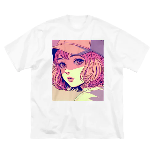 キャップをかぶったピンクの女の子 Big T-Shirt