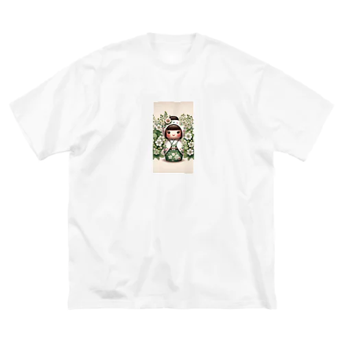 kokeshi dolls白い花 Big T-Shirt