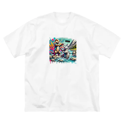 グラフティ ラッコ✖️カワウソ ビッグシルエットTシャツ