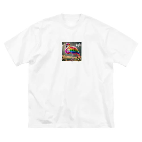 レインボーアニマルフラミンゴ ビッグシルエットTシャツ