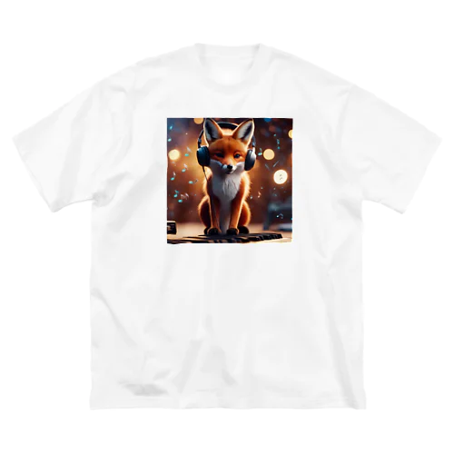 Fox listening to music ビッグシルエットTシャツ