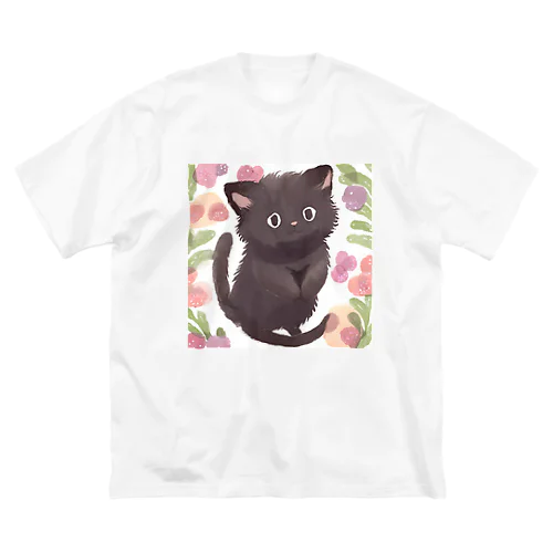 猫の黒ちゃん ビッグシルエットTシャツ