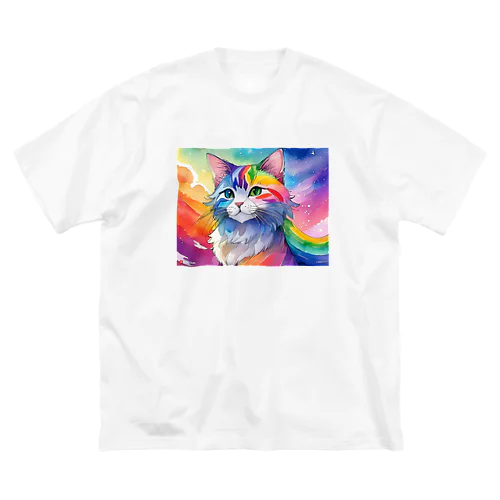 虹色ネコちゃん ビッグシルエットTシャツ
