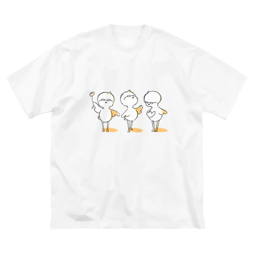 めがね　ひよこ ビッグシルエットTシャツ