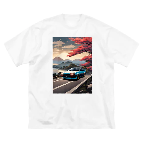 水色のスポーツカーと日本の風景 Big T-Shirt