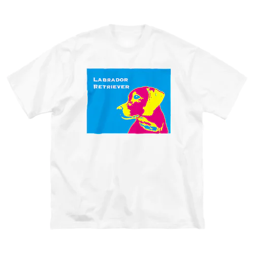 ラブラドール　抽象化ピンク×ブルー Big T-Shirt