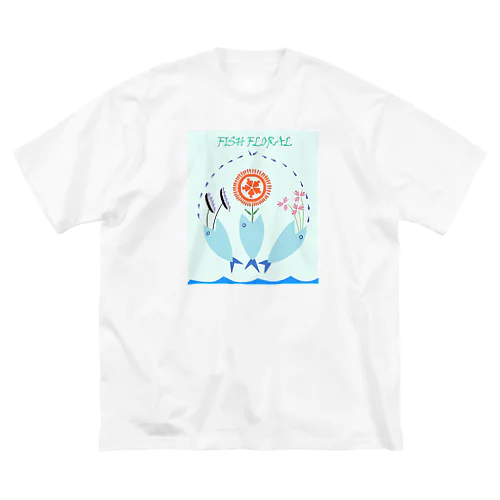 FISH FLORAL (魚の花かご） ビッグシルエットTシャツ