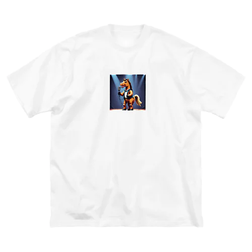 ドット絵歌うウマノスケ君 ビッグシルエットTシャツ