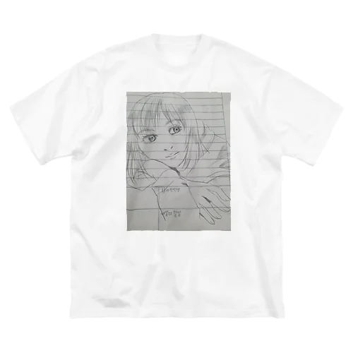 手書き 女の子 ビッグシルエットTシャツ