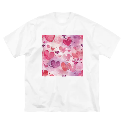 ハート　赤　ピンク　青　可愛い Big T-Shirt