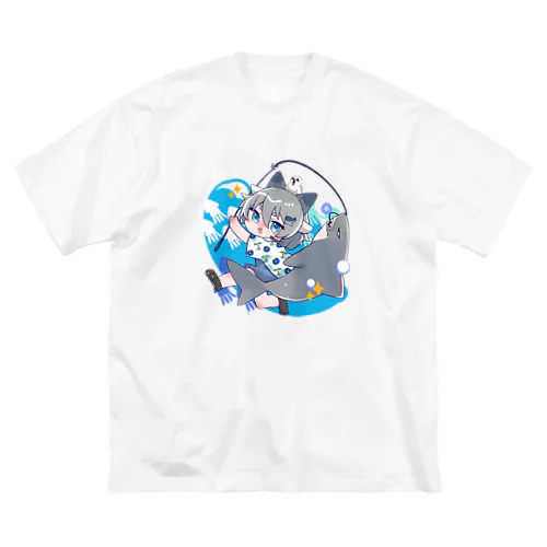 サメの一本釣り！ ビッグシルエットTシャツ