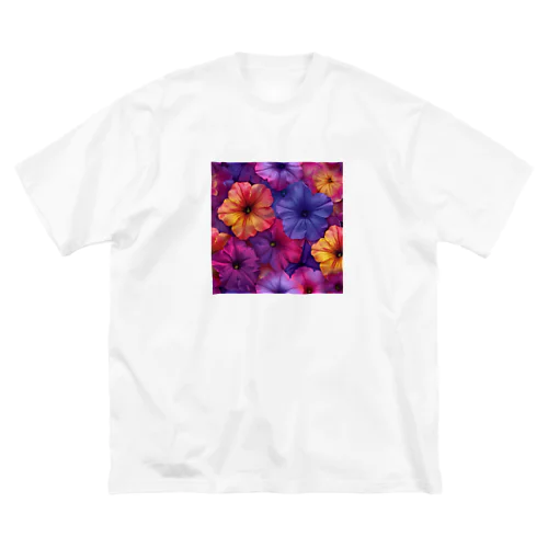 綺麗な色鮮やかな花 ビッグシルエットTシャツ