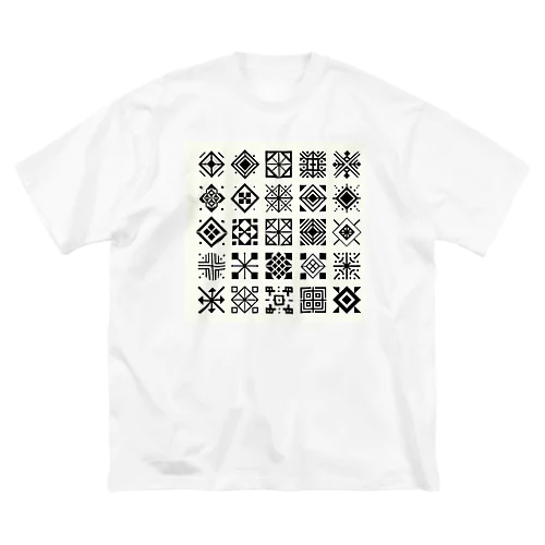 和風柄　幾何学模様 ビッグシルエットTシャツ