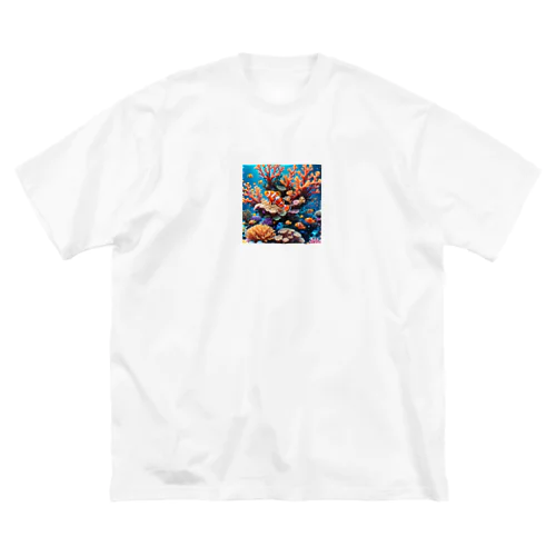 珊瑚とクマノミ ビッグシルエットTシャツ