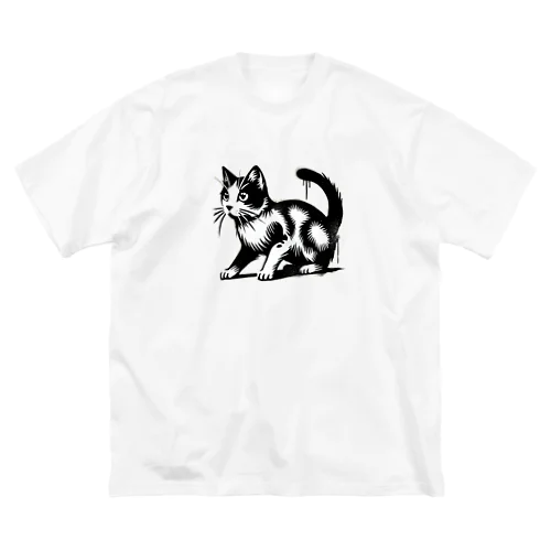 ストリートアート風★はちわれ猫 Big T-Shirt