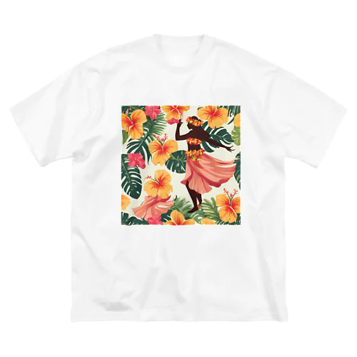 花とフラダンサー ビッグシルエットTシャツ