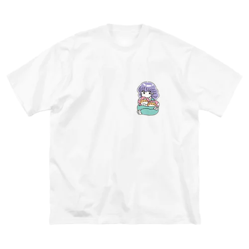 きのこと女の子 ビッグシルエットTシャツ