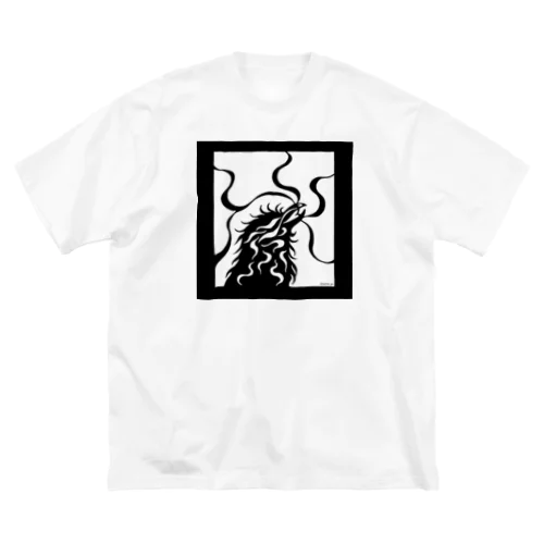 カラス（モノクロ） ビッグシルエットTシャツ