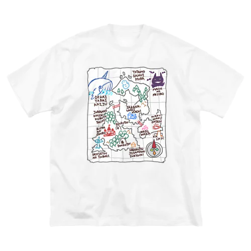 ぼうけんの地図(白) ビッグシルエットTシャツ