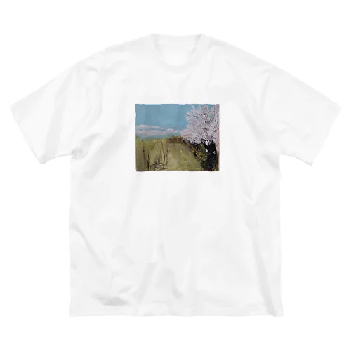 skyさん作実家の近所の桜並木 ビッグシルエットTシャツ