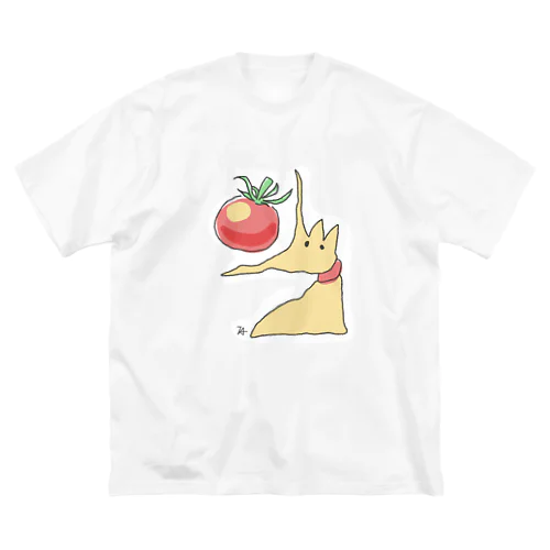 トマトを食べる犬 ビッグシルエットTシャツ