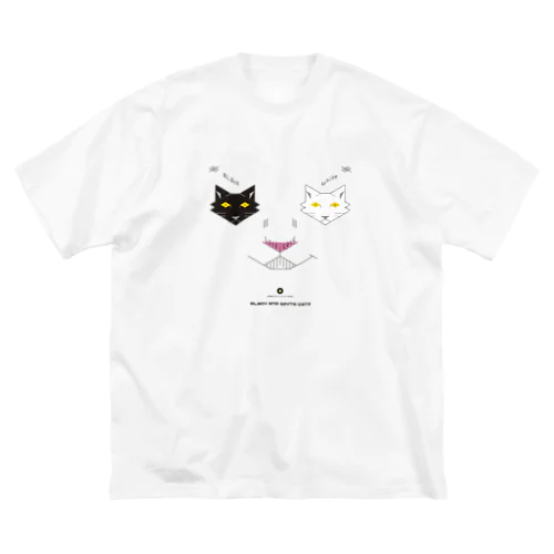 白黒猫ニヤリ2015 ビッグシルエットTシャツ