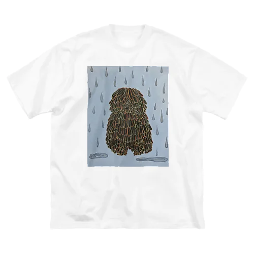 雨の、かしこいプーリー犬。3さい。 ビッグシルエットTシャツ