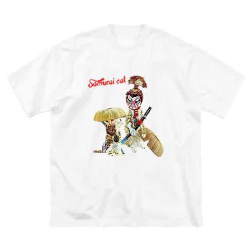 二匹のSamurai cat ビッグシルエットTシャツ