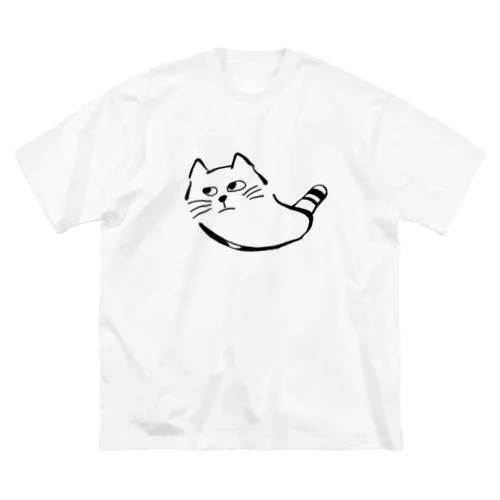 飼い主よ、何か用か？　モノクロ黒 ビッグシルエットTシャツ