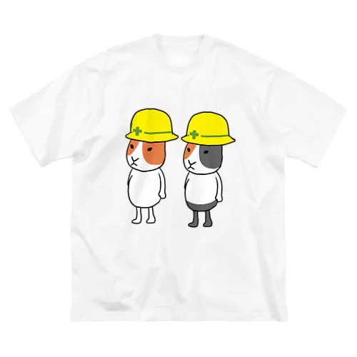 ペアルックヘルメットモルモット 루즈핏 티셔츠