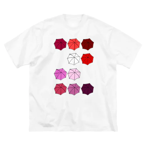 傘の花　あか ビッグシルエットTシャツ