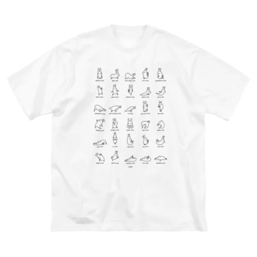 ヨガをするウサ（モノトーン） ビッグシルエットTシャツ