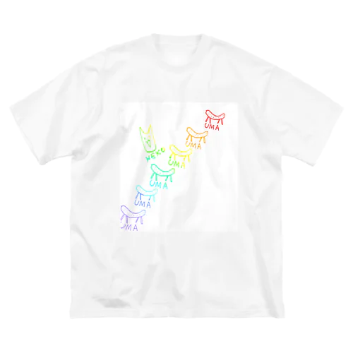 ネコ&ウマ レインボー Big T-Shirt