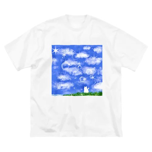 空としゃぼん玉とにゃんこ ビッグシルエットTシャツ