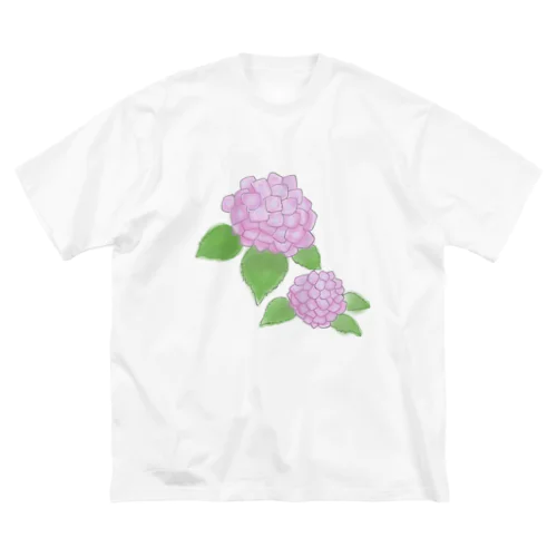 あじさい　紫 ビッグシルエットTシャツ