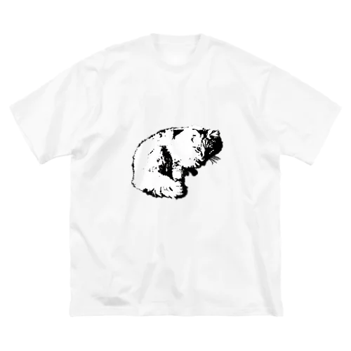 モノクロームな猫 ビッグシルエットTシャツ