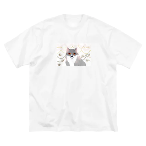 愛らしい子猫の上目遣い ビッグシルエットTシャツ