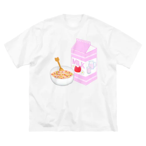 猫いちごミルク＆コーンフレーク Big T-Shirt