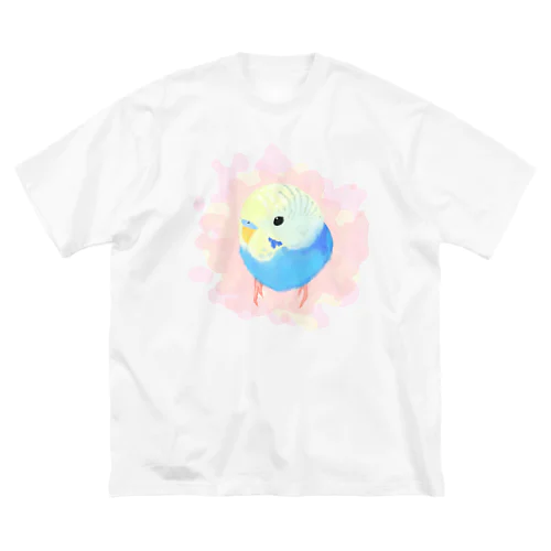 まるまるセキセイインコ【まめるりはことり】 ビッグシルエットTシャツ