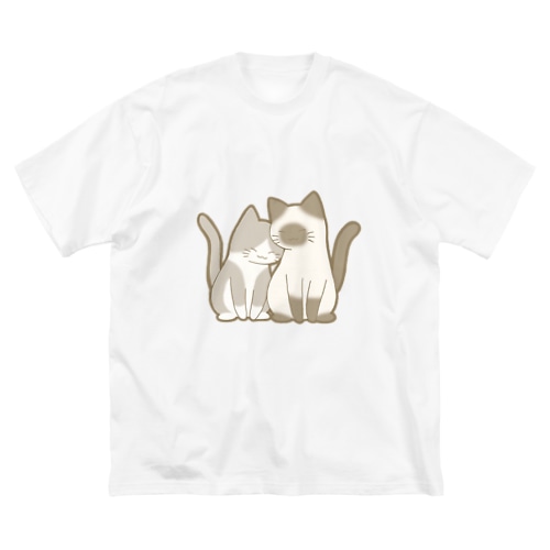 表裏印刷　仲良し猫　灰白ハチワレ&ポインテッド Big T-Shirt