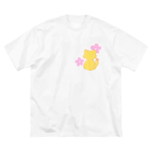 ぽっちゃりオレンジ桜ねこ ビッグシルエットTシャツ