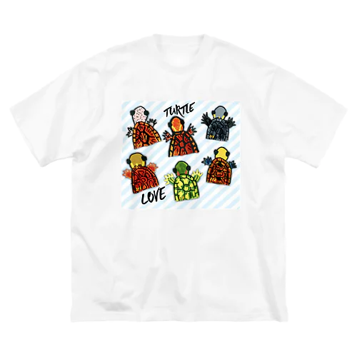 亀ンズ⑥ turtleらぶ ストライプ Big T-Shirt