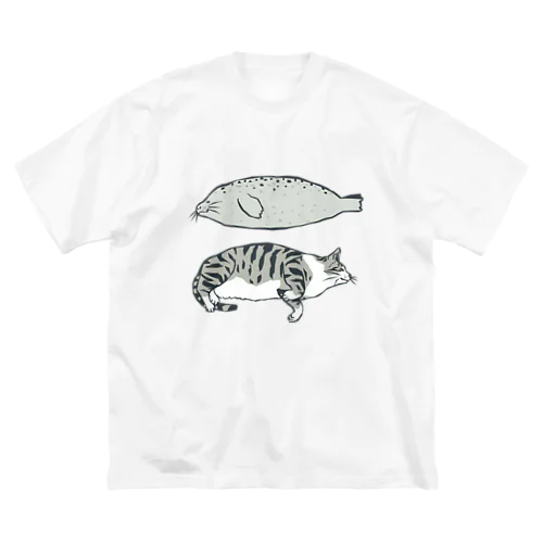 猫とアザラシ ビッグシルエットTシャツ