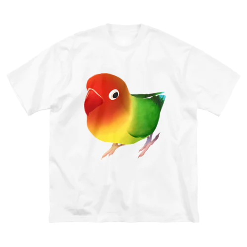 ボタンインコ　おすましルリゴシボタンインコ【まめるりはことり】 ビッグシルエットTシャツ