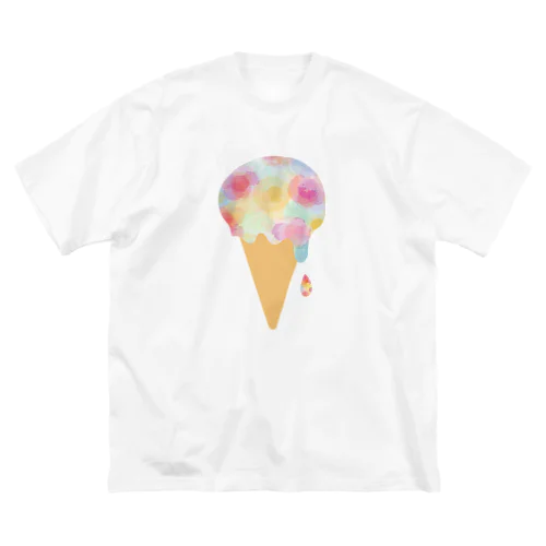 水彩混色「ice cream」 ビッグシルエットTシャツ