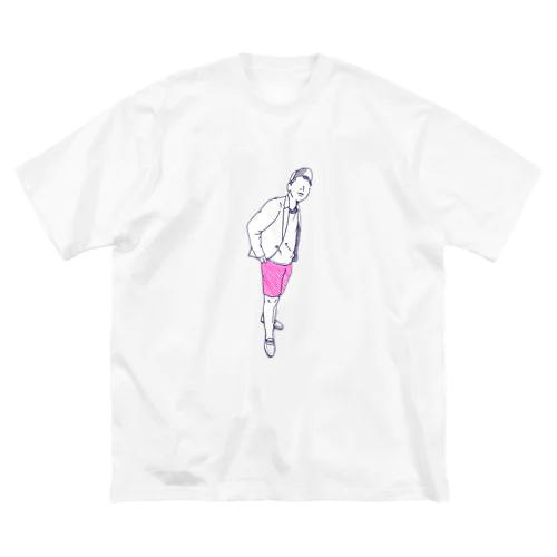 ピンクのハーフパンツ 루즈핏 티셔츠