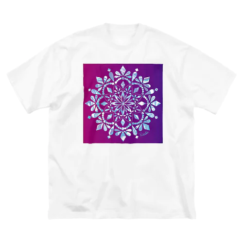 MANDARA-purple&light blue- ビッグシルエットTシャツ