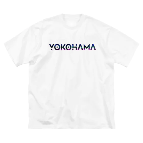 YOKOHAMA ブラック/ブルー/ピンク ビッグシルエットTシャツ