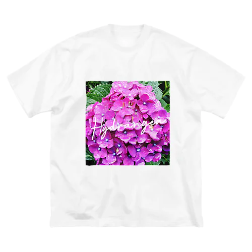 梅雨の日の紫陽花 ビッグシルエットTシャツ